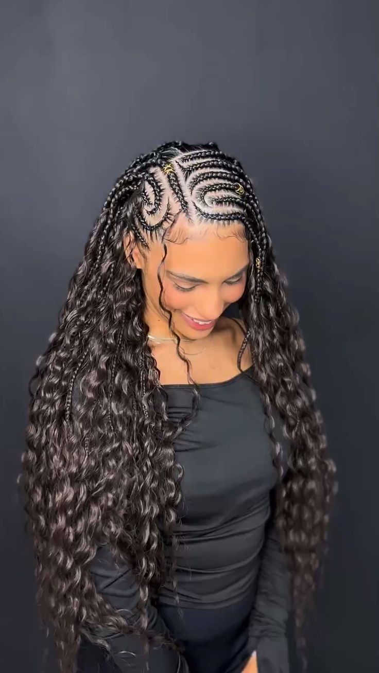 Mid-Back Fulani Braids With Dark Brown and Blonde Highlights Mid-Back Fulani Braids With Dark Brown and Blonde Highlights — Fulani Braid Styles with Curls