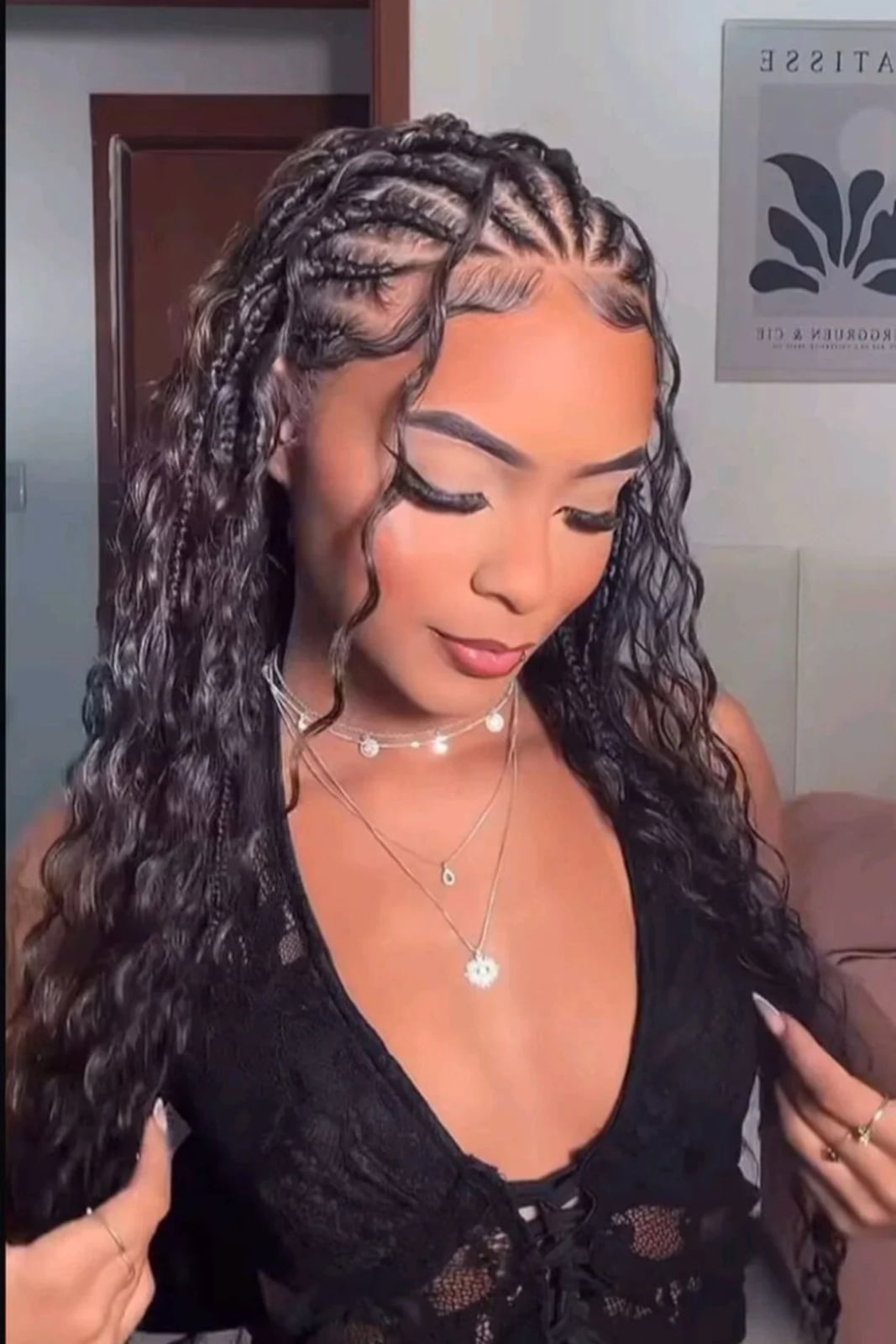 Mid-Back Fulani Braids With Loose Curls and Gold Beads Mid-Back Fulani Braids With Loose Curls and Gold Beads — Fulani Braid Styles with Curls