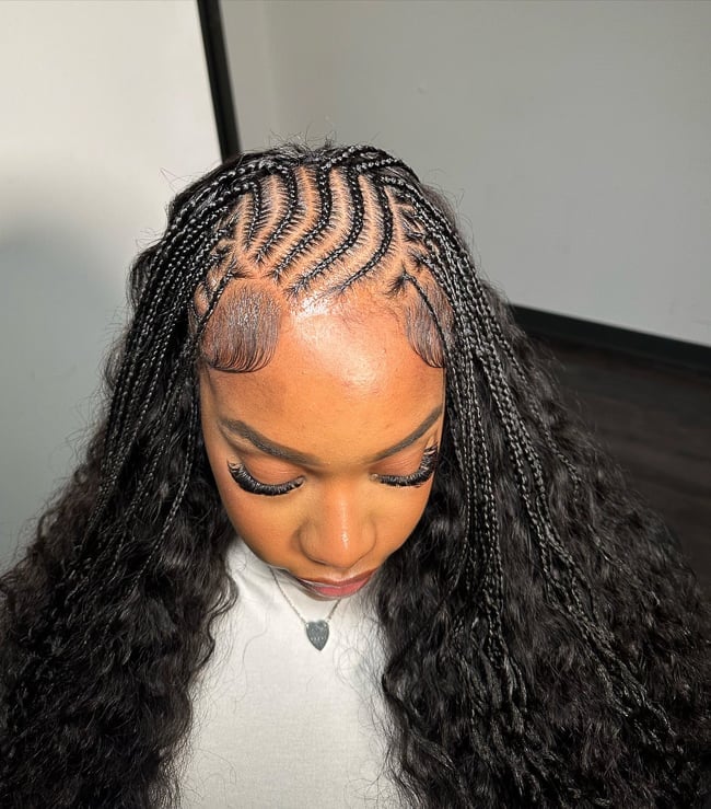 Mid-Back Fulani Braids With Thick Curly Texture Mid-Back Fulani Braids With Thick Curly Texture — Fulani Braid Styles with Curls