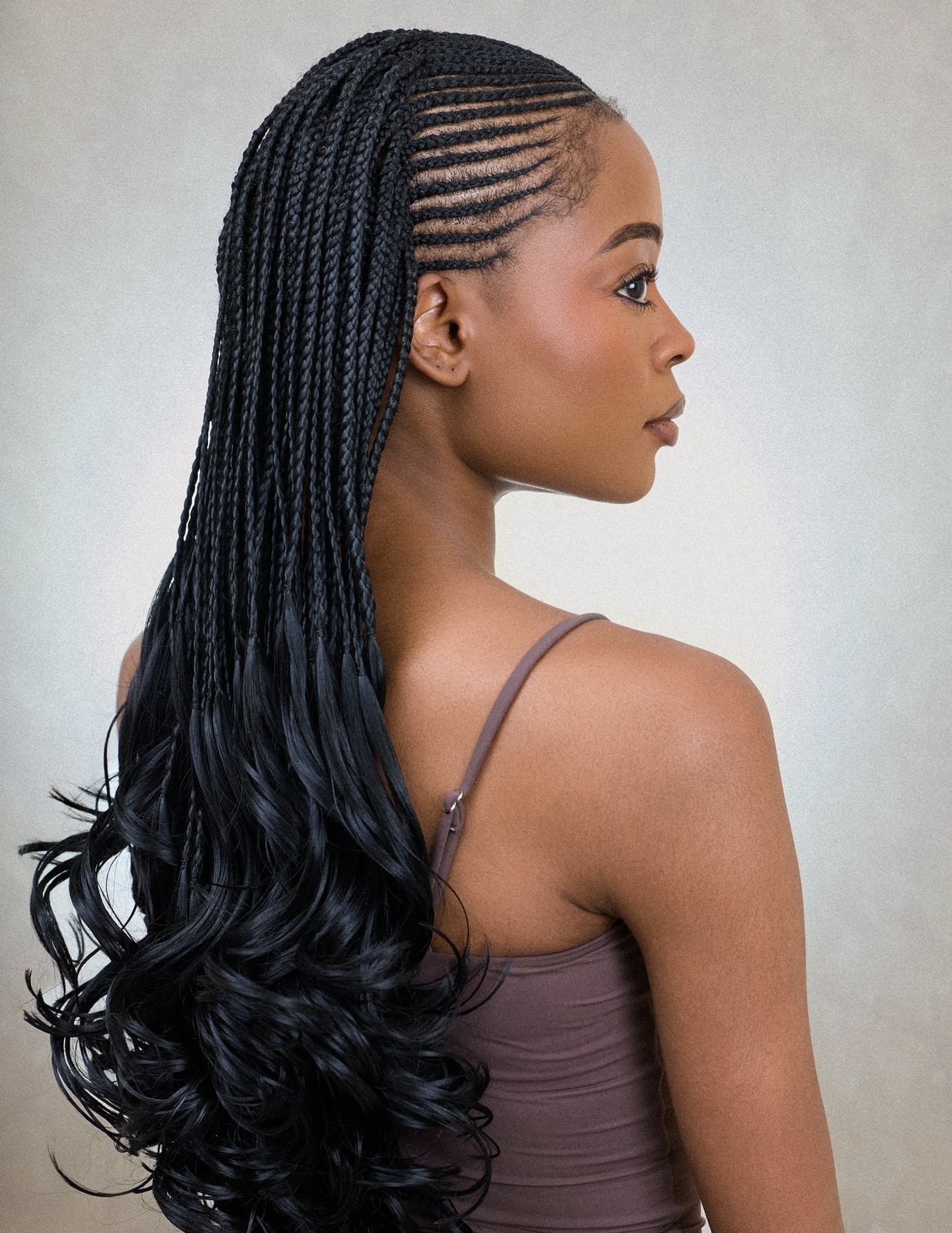 Mid-Back Fulani Braids With Long Flowing Curls (Rear View) Mid-Back Fulani Braids With Long Flowing Curls (Rear View) — Fulani Braid Styles with Curls