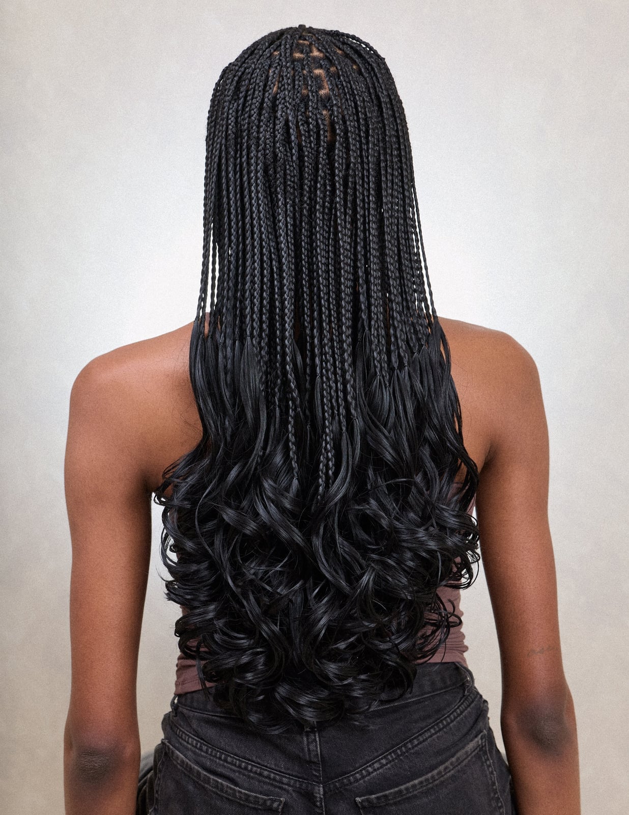 Mid-Back Fulani Braids With Voluminous Curly Ends (Rear View) Mid-Back Fulani Braids With Voluminous Curly Ends (Rear View) — Fulani Braid Styles with Curls
