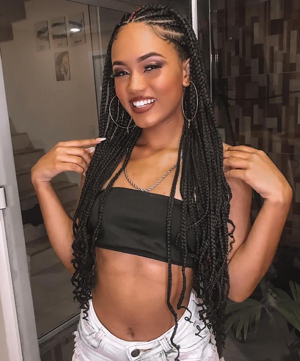 Mid-Back Fulani Braids With Dark Brown and Blonde, Low-Key Version Mid-Back Fulani Braids With Dark Brown and Blonde, Low-Key Version — Fulani Braid Styles with Curls
