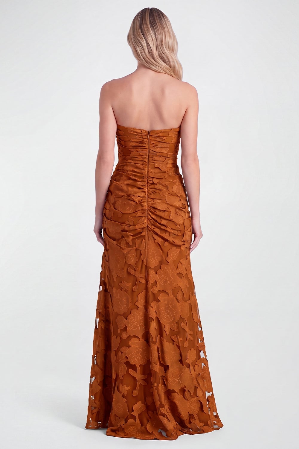 Burnt Orange Strapless Lace Overlay Dress Burnt Orange Strapless Lace Overlay Dress — Trendy Burnt Orange Dress