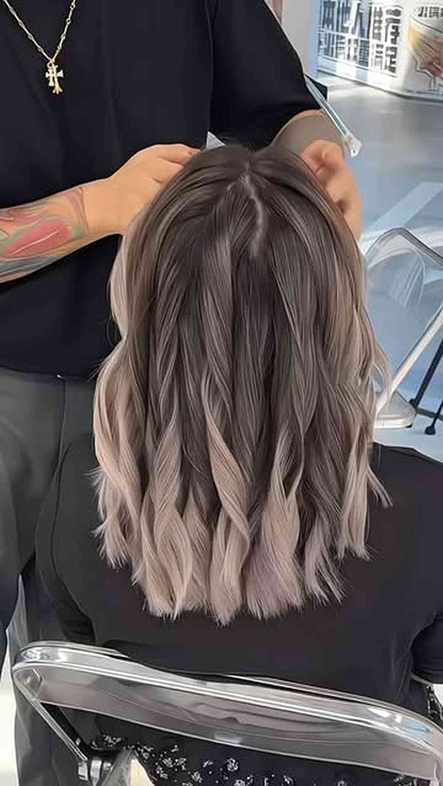 Mid-Back Natural Gray With Blended Highlights — Trendy Grey Highlights