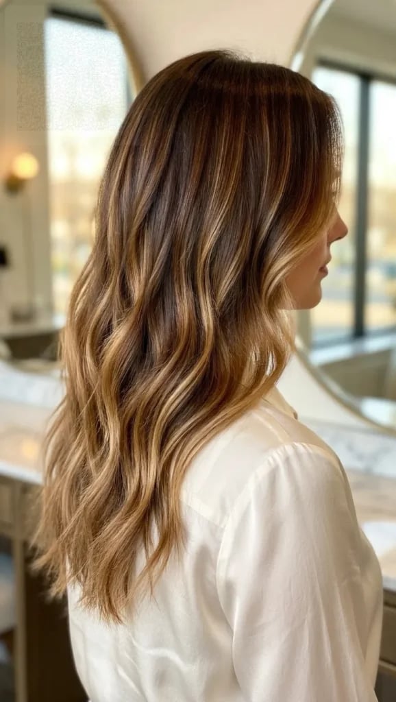 Mid-Back Balayage With Blonde Highlights, Wavy — Light Brown Balayage Ideas