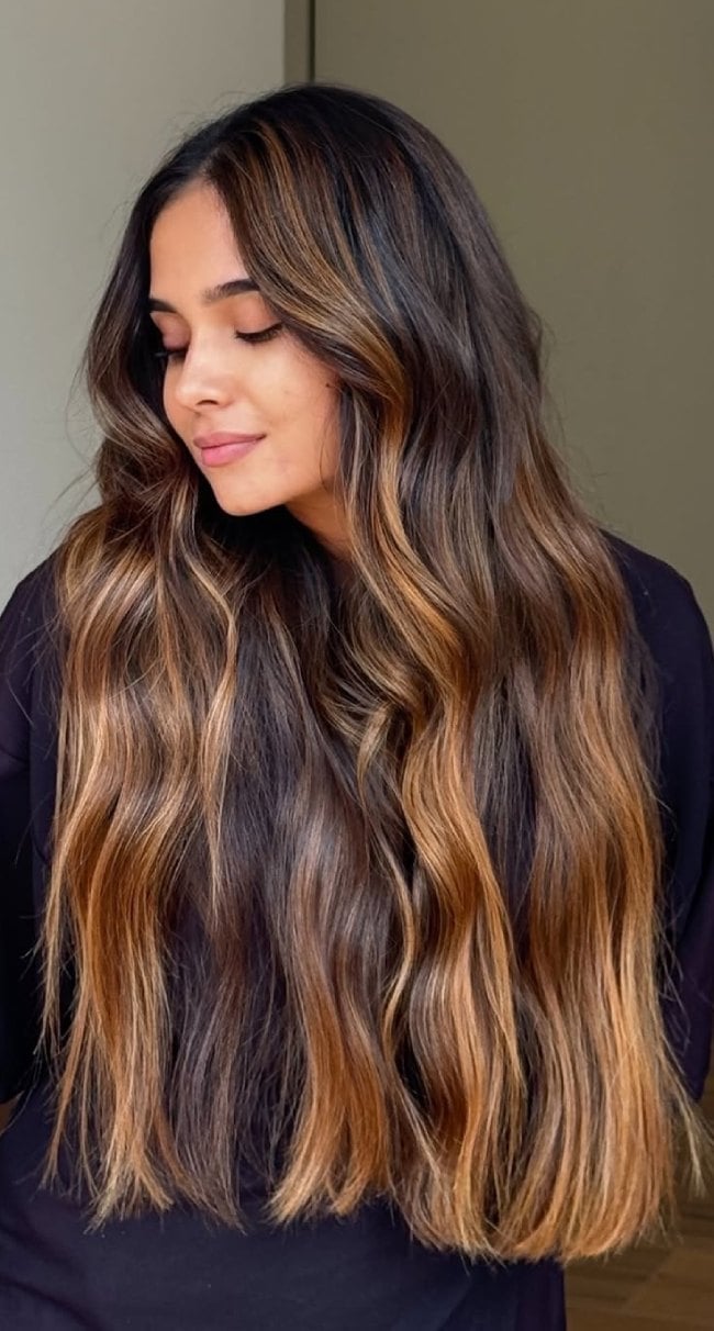 Mid-Back Brunette With Sun-Kissed Highlights — Light Brown Balayage Ideas