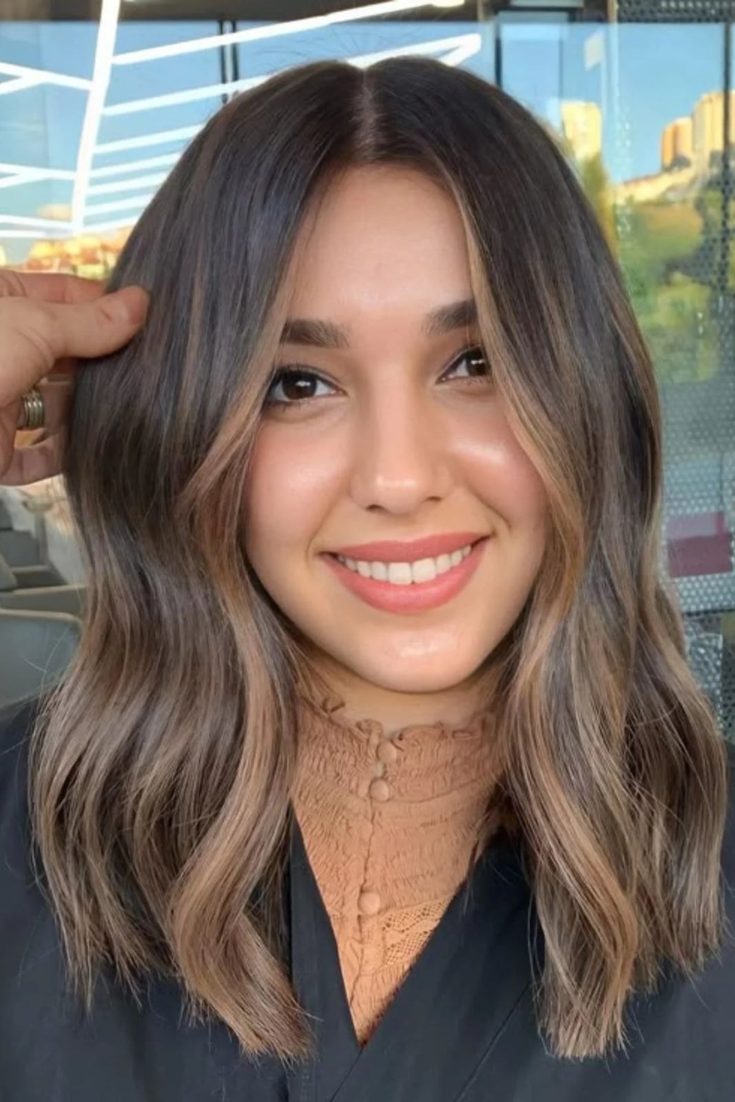 Collarbone Lob With Medium Brown Balayage — Light Brown Balayage Ideas