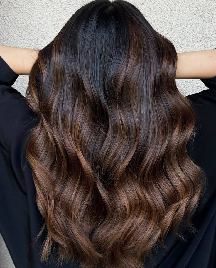 Mid-Back Dark Brown With Light Brown Balayage — Light Brown Balayage Ideas