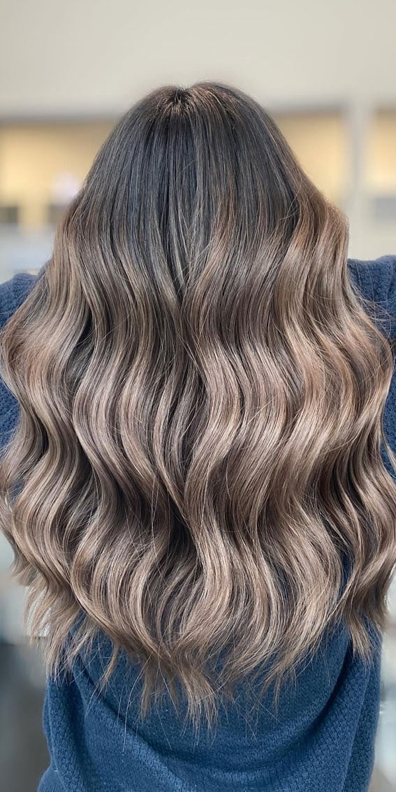 Mid-Back Ash Brown Balayage — Light Brown Balayage Ideas