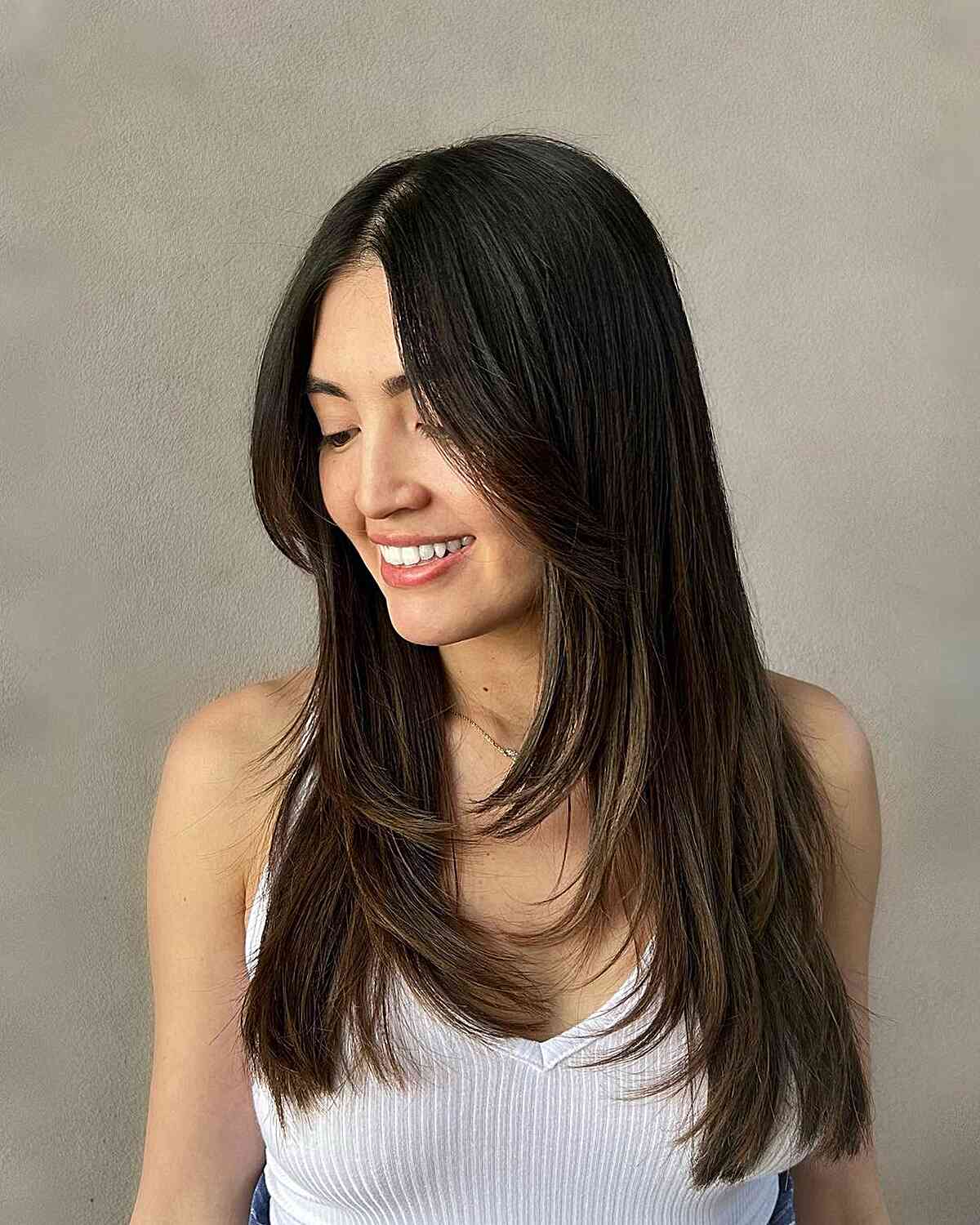 Mid-Back Dark Brown Butterfly Heavy Layers — Butterfly Hair