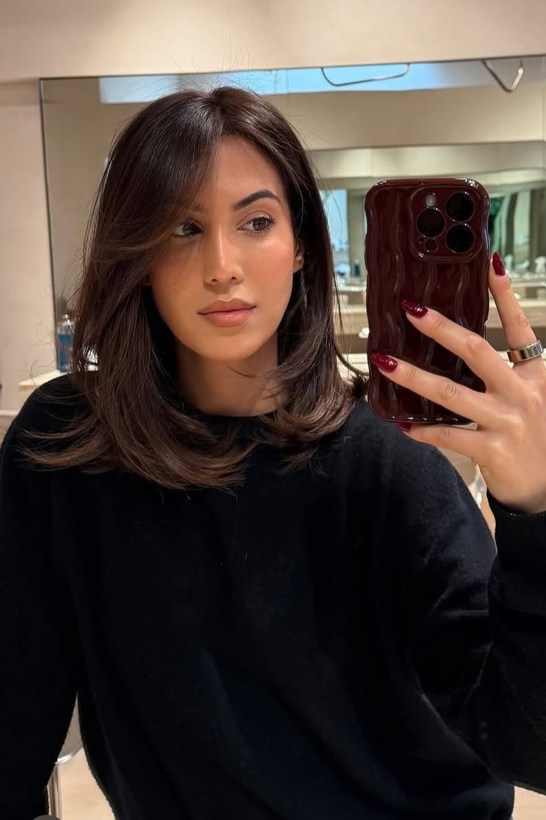 Chin Length Dark Brown Layered Bob — Butterfly Hair