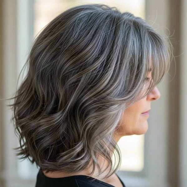Collarbone Shag Salt And Pepper — Hairstyles for Women Over 50