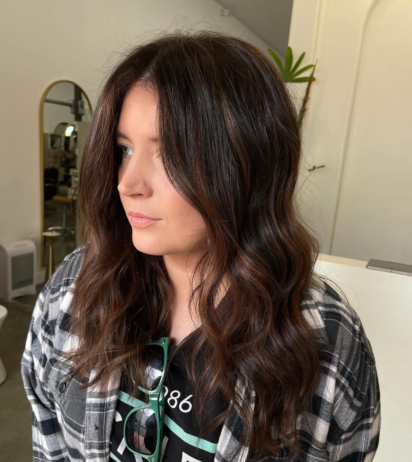 Collarbone Length Dark Brown With Lighter Balayage — Trendy Chocolate Balayage