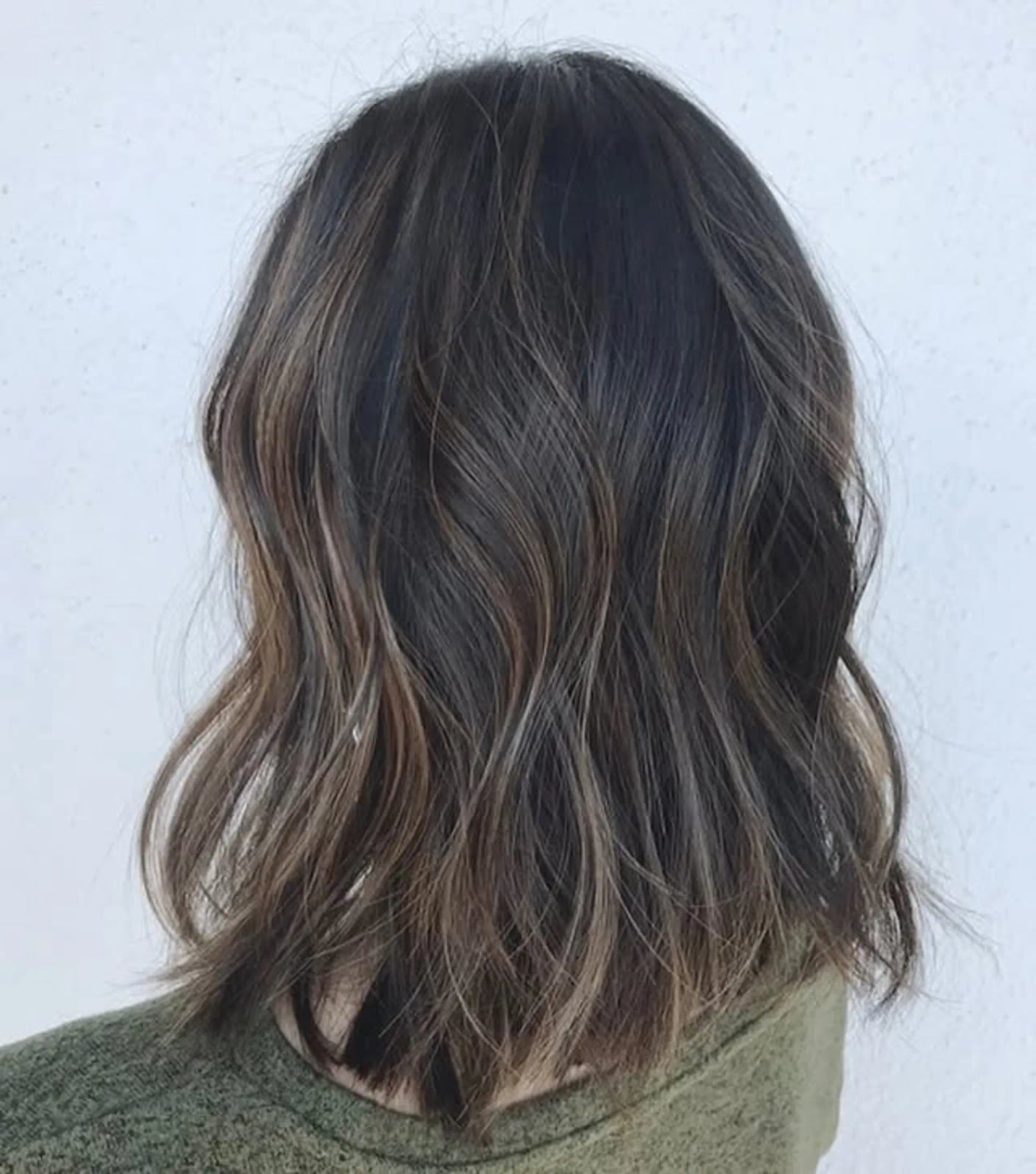 Chocolate Brown Lob With Dimensional Balayage — Trendy Chocolate Balayage
