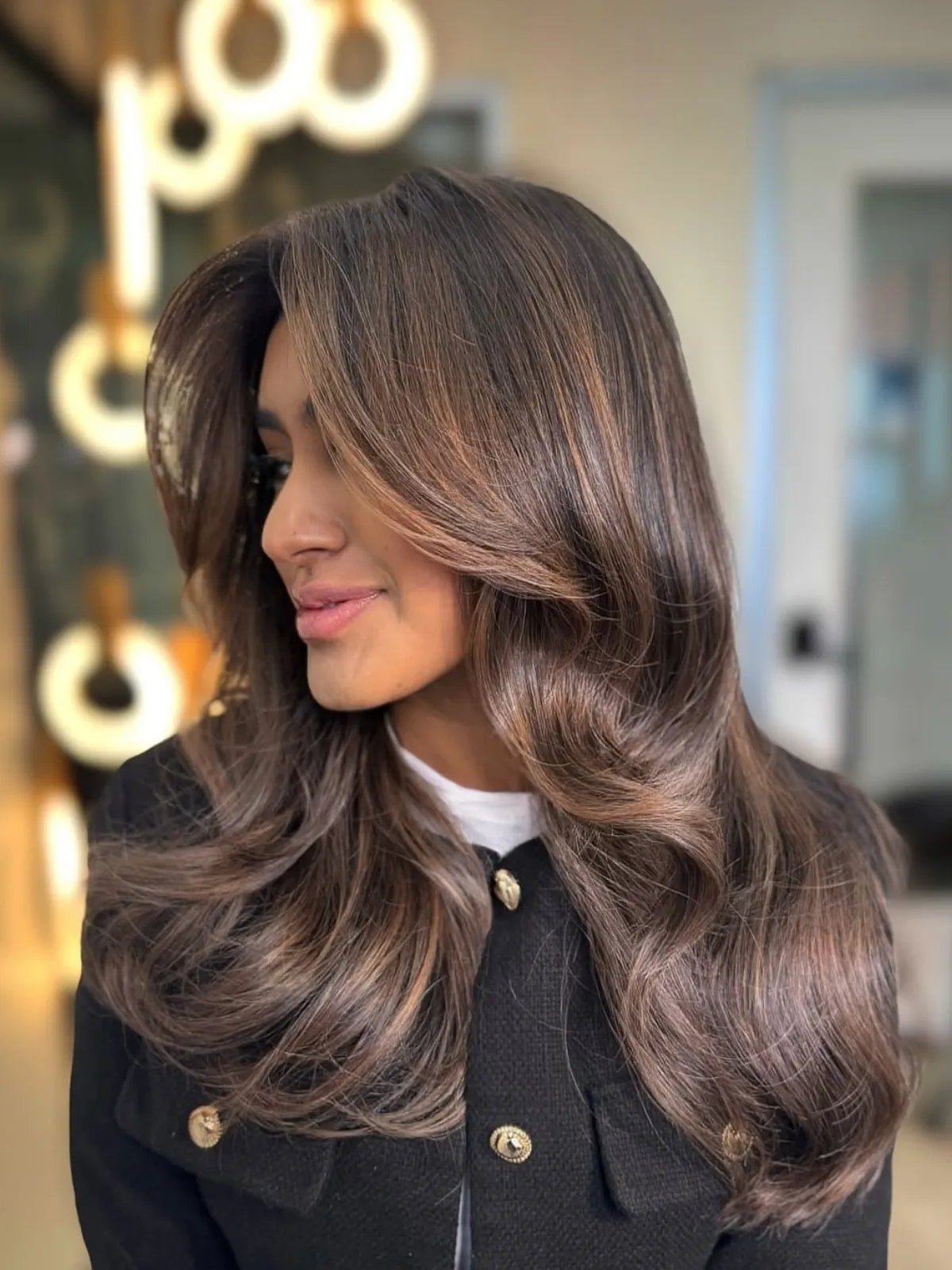Collarbone Length Chocolate With Subtle Balayage — Trendy Chocolate Balayage